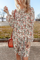 LIZAKOSHT  -  Floral Round Neck Long Sleeve Dress