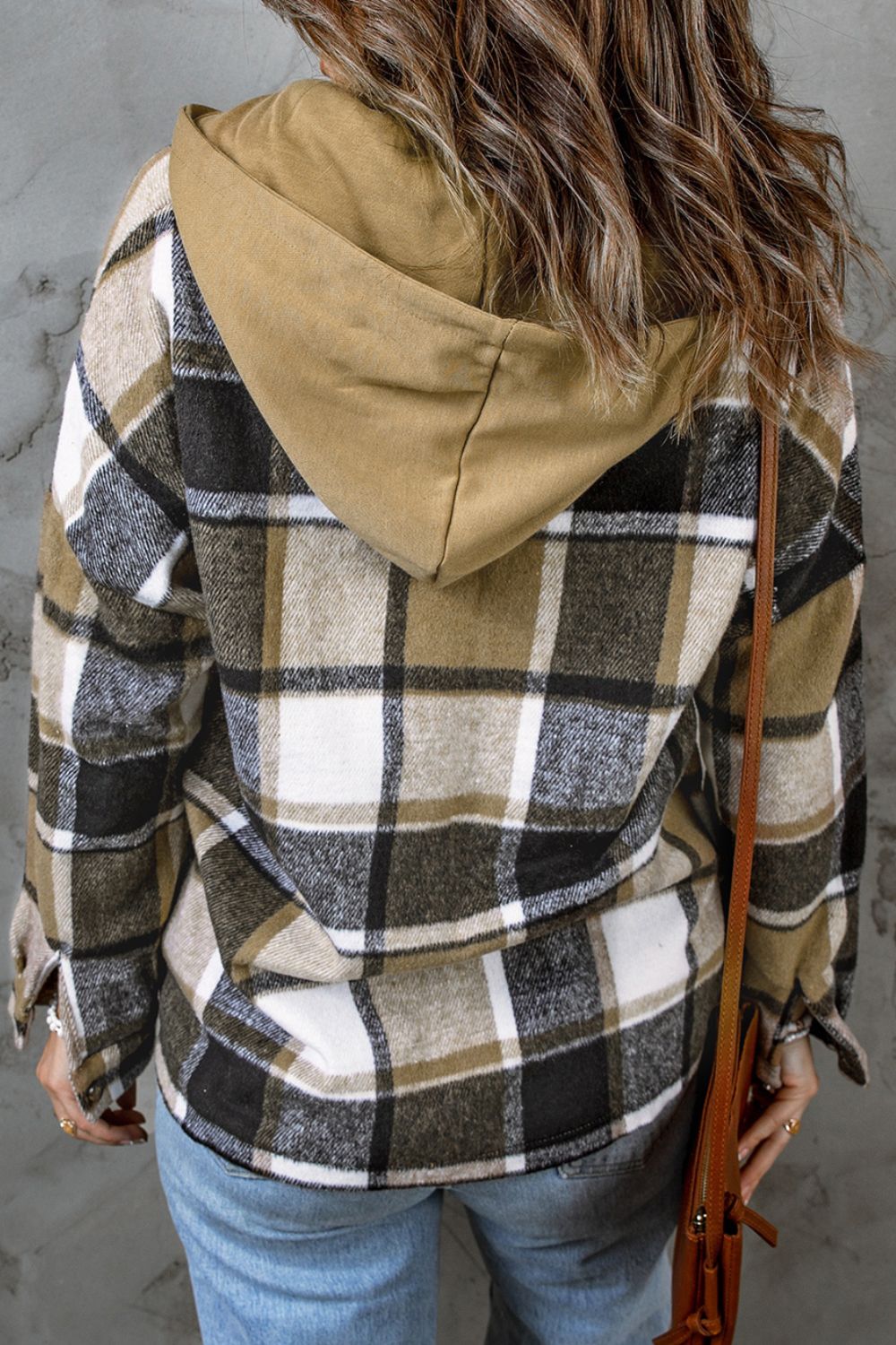 LIZAKOSHT  -  Plaid Button Up Hooded Shacket
