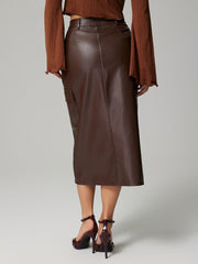 LIZAKOSHT  -  Slit Midi Skirt with Pockets