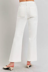 LIZAKOSHT  -  High Rise Ankle Flare Jeans with Patch Pockets