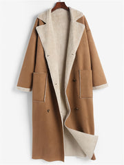 LIZAKOSHT  -  Plus Size Drop Shoulder Sherpa Longline Coat