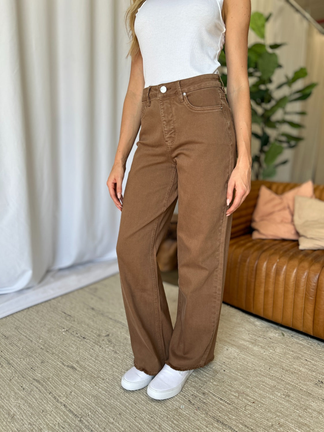LIZAKOSHT  -  RFM Full Size High Rise Garment Dye Wide Leg Jeans