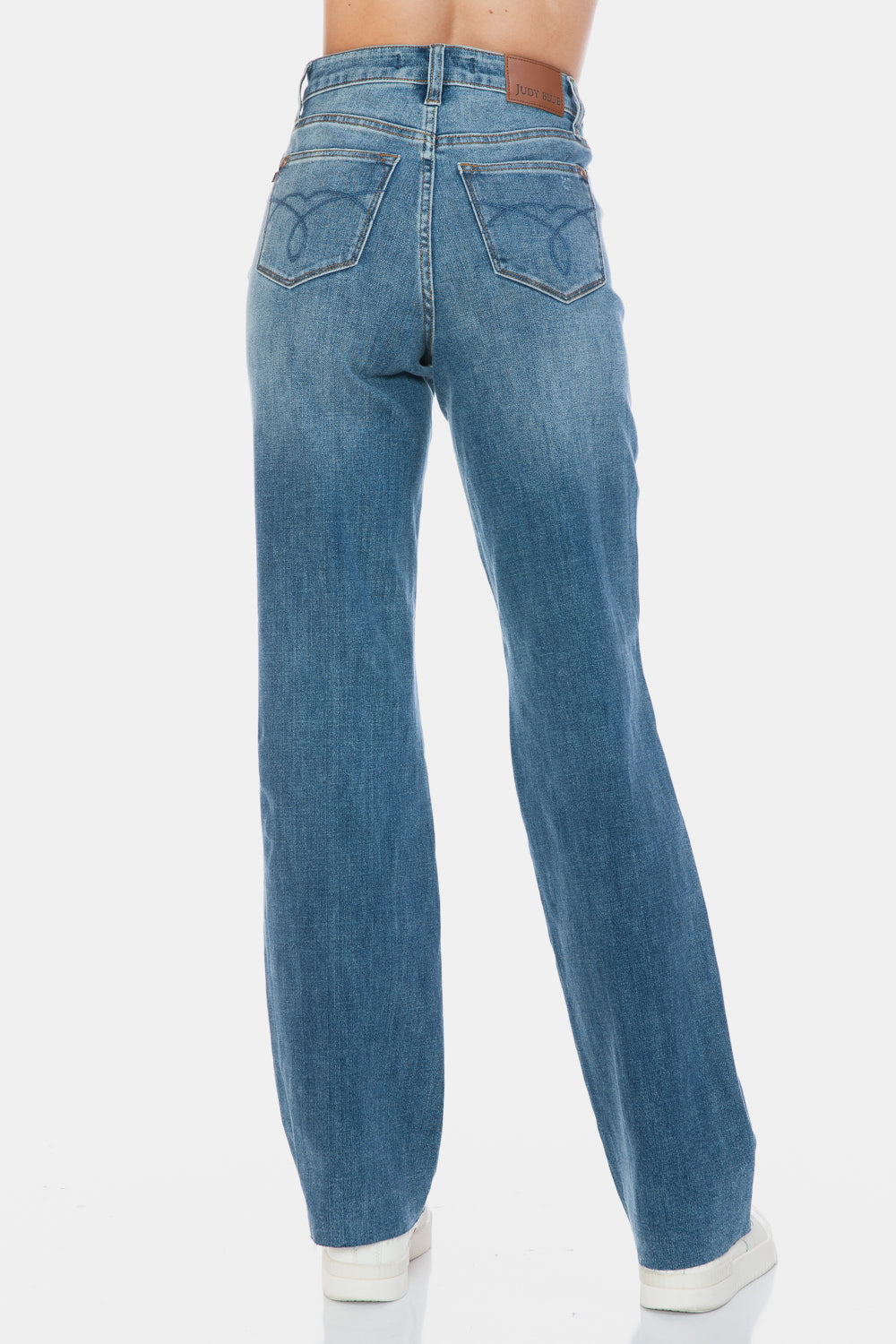 LIZAKOSHT  -  Judy Blue Full Size Tummy Control Cut Raw Hem Straight Jeans