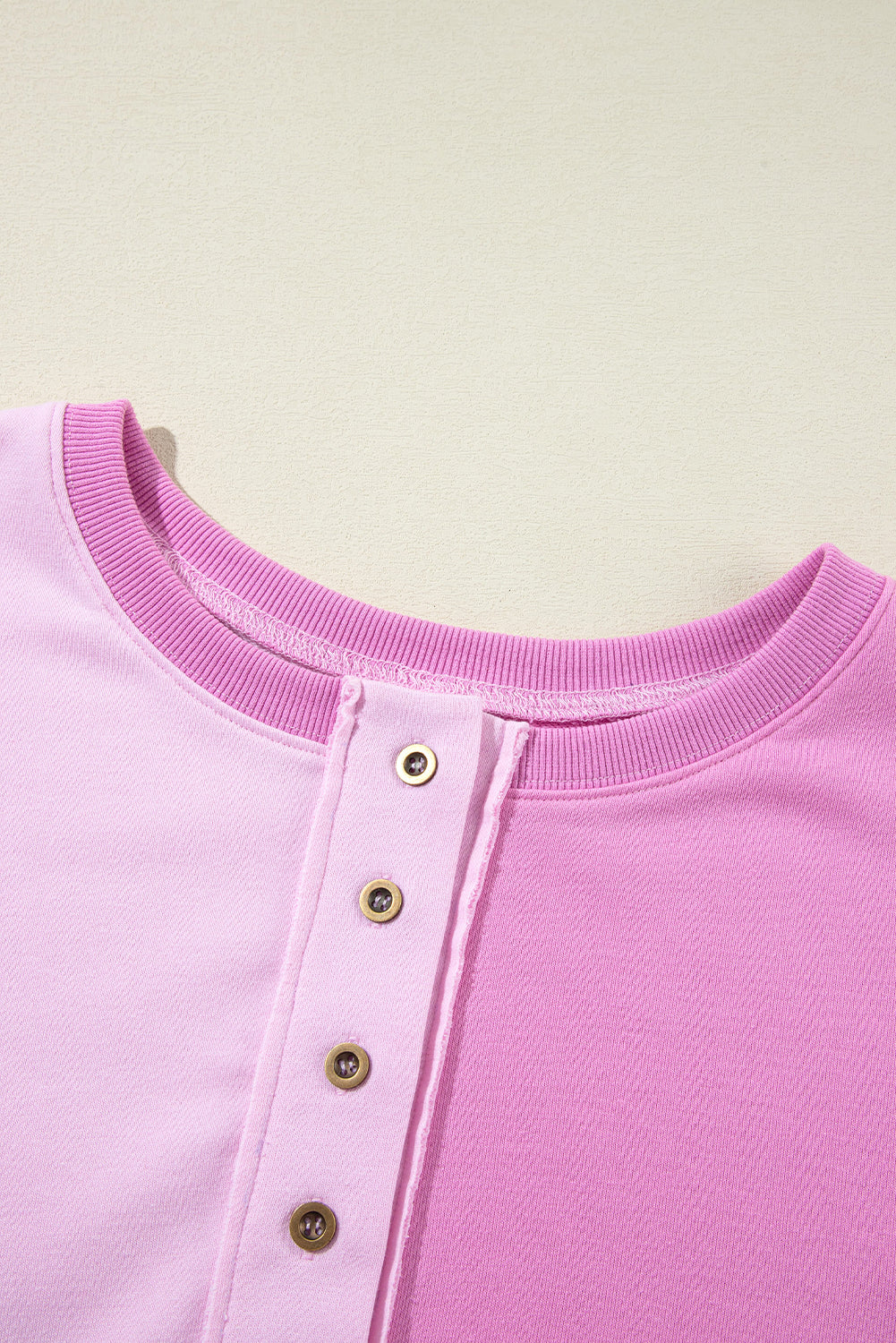 LIZAKOSHT  -  Color Block Half Button Long Sleeve Sweatshirt