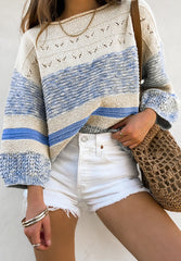 LIZAKOSHT  -  Contrast Round Neck Long Sleeve Sweater