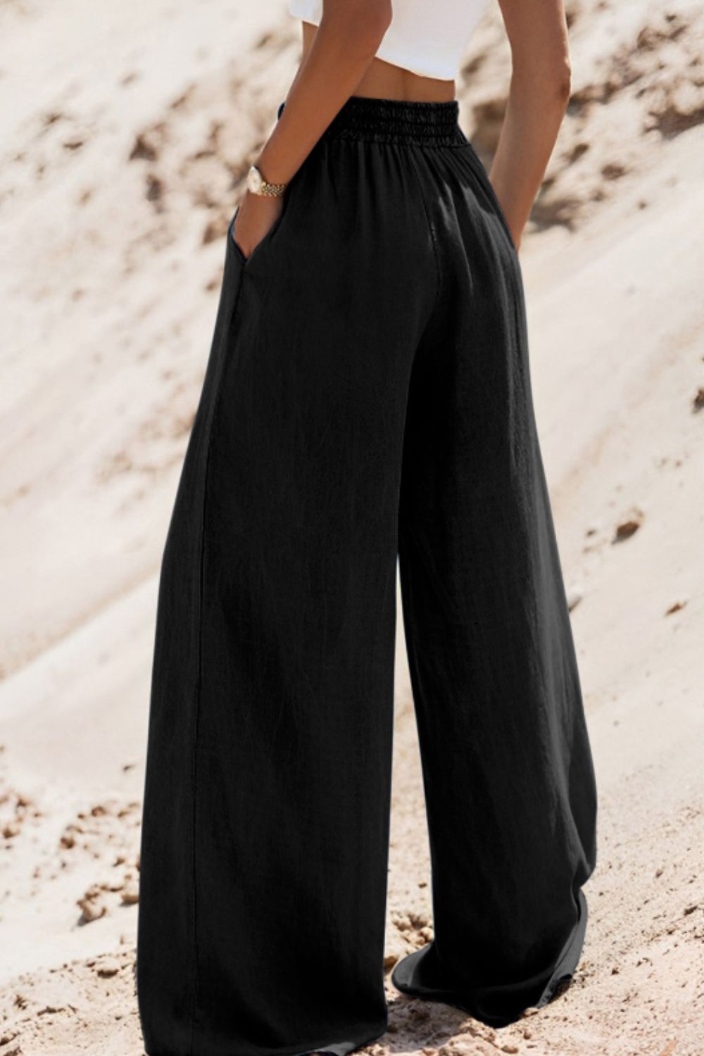 LIZAKOSHT  -  Drawstring Wide Leg Jeans