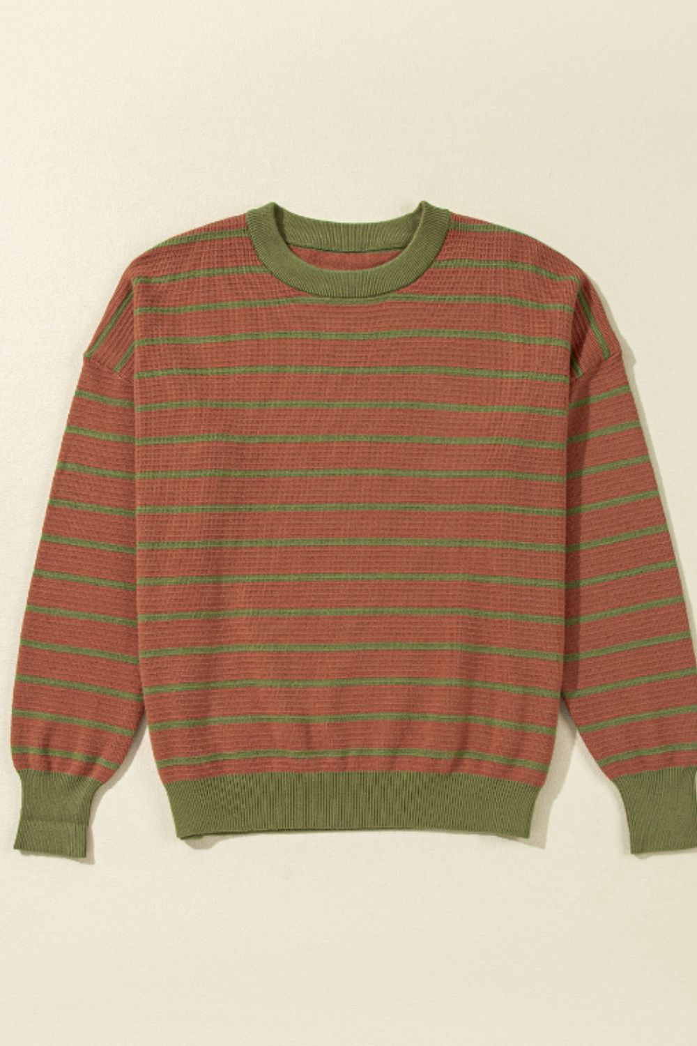LIZAKOSHT  -  Striped Round Neck Long Sleeve Sweater
