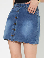 LIZAKOSHT  -  Pocketed Button Up Denim Skirt
