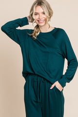 LIZAKOSHT  -  Super Lady Round Neck Raglan Sleeve Top and Drawstring Pants Lounge Set