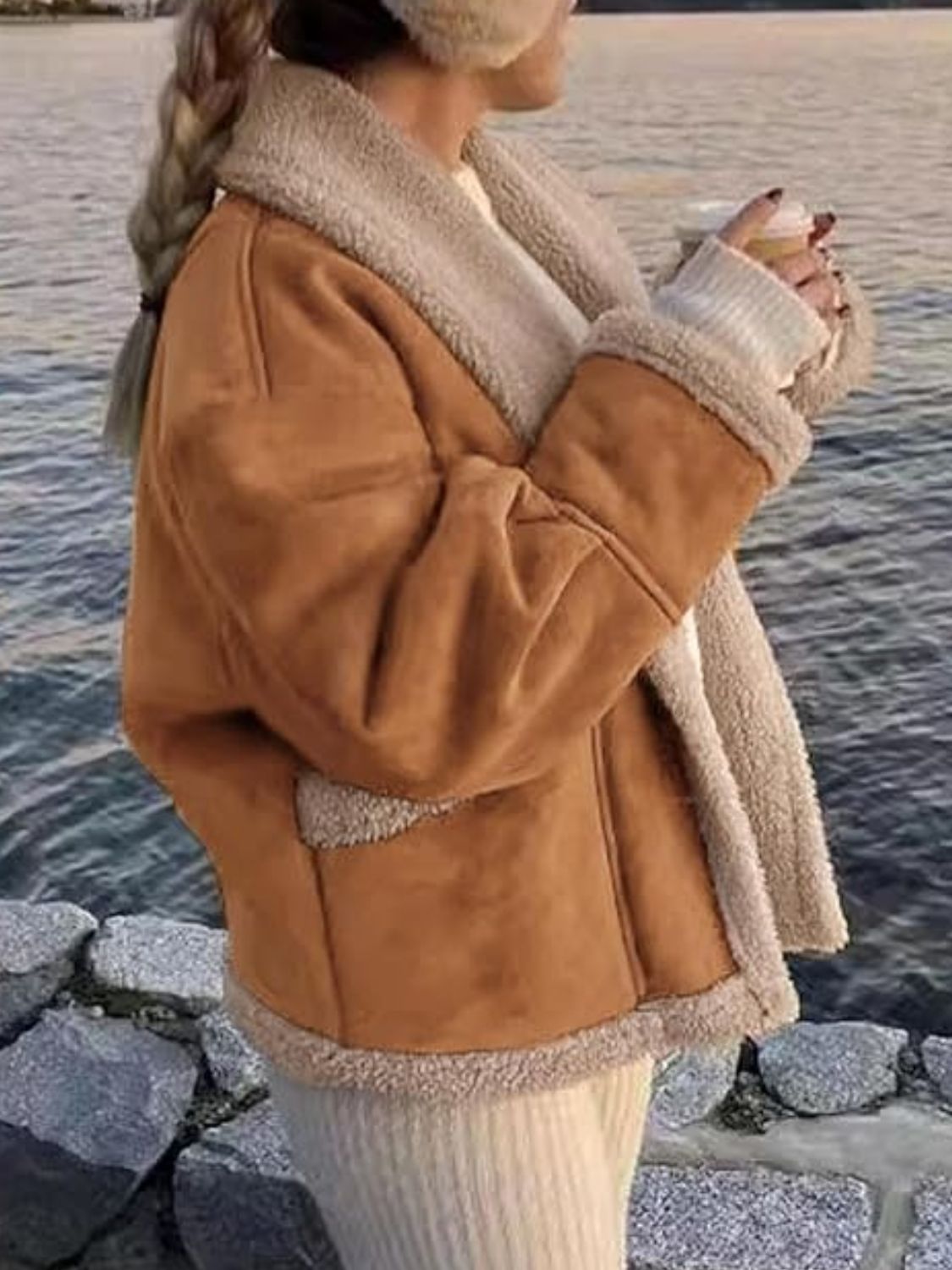 LIZAKOSHT  -  Collared Neck Long Sleeve Jacket