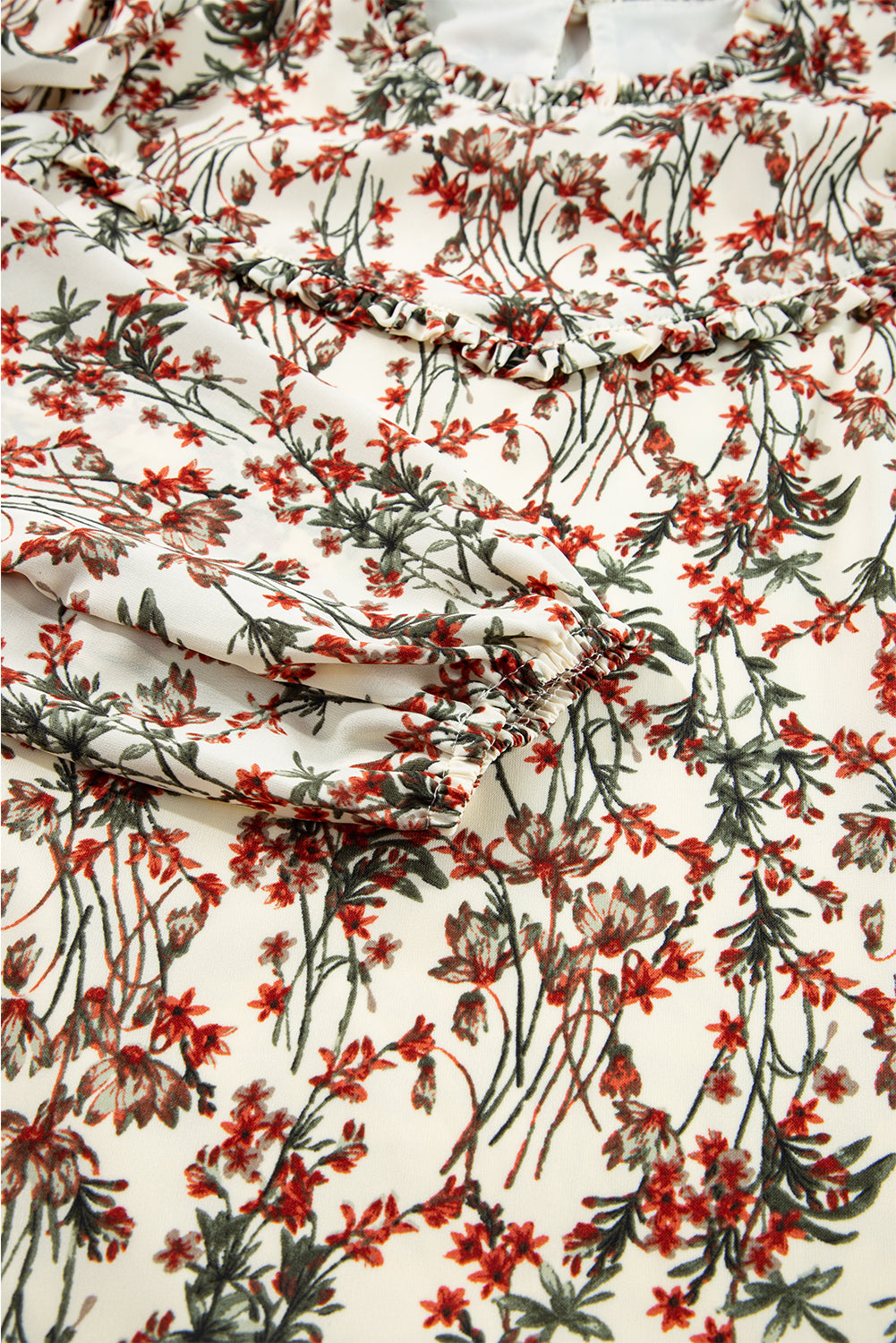 LIZAKOSHT  -  Floral Round Neck Long Sleeve Dress