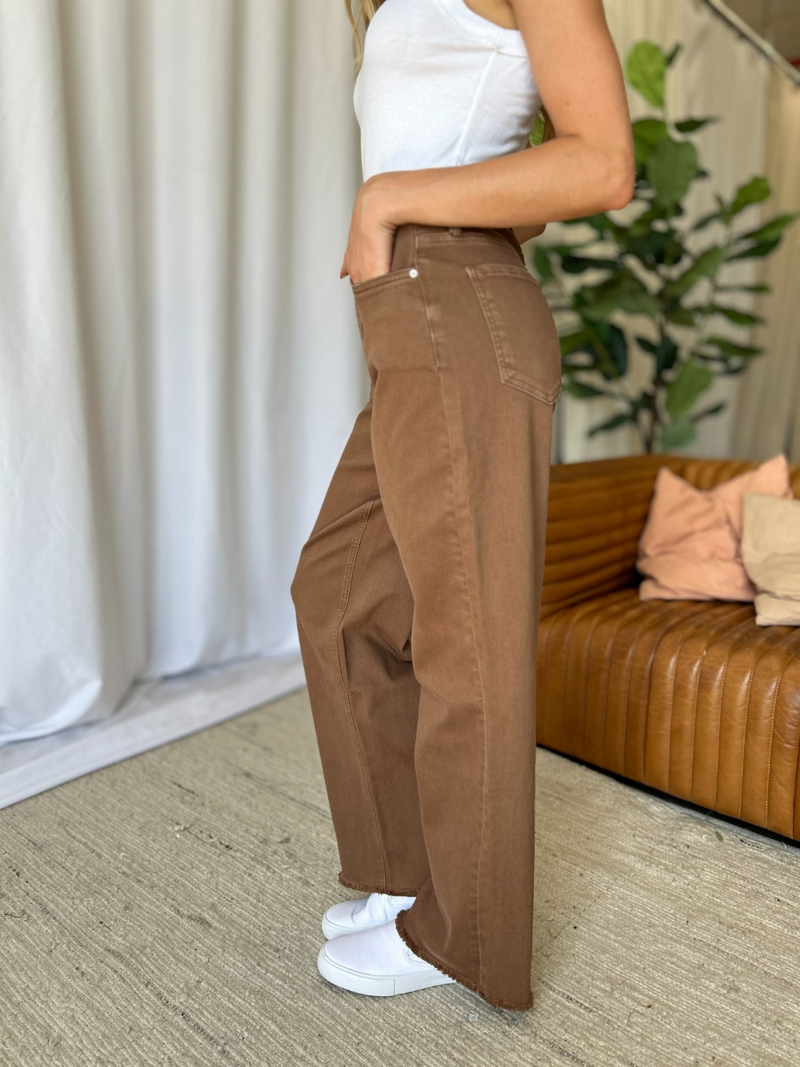 LIZAKOSHT  -  RFM Full Size High Rise Garment Dye Wide Leg Jeans