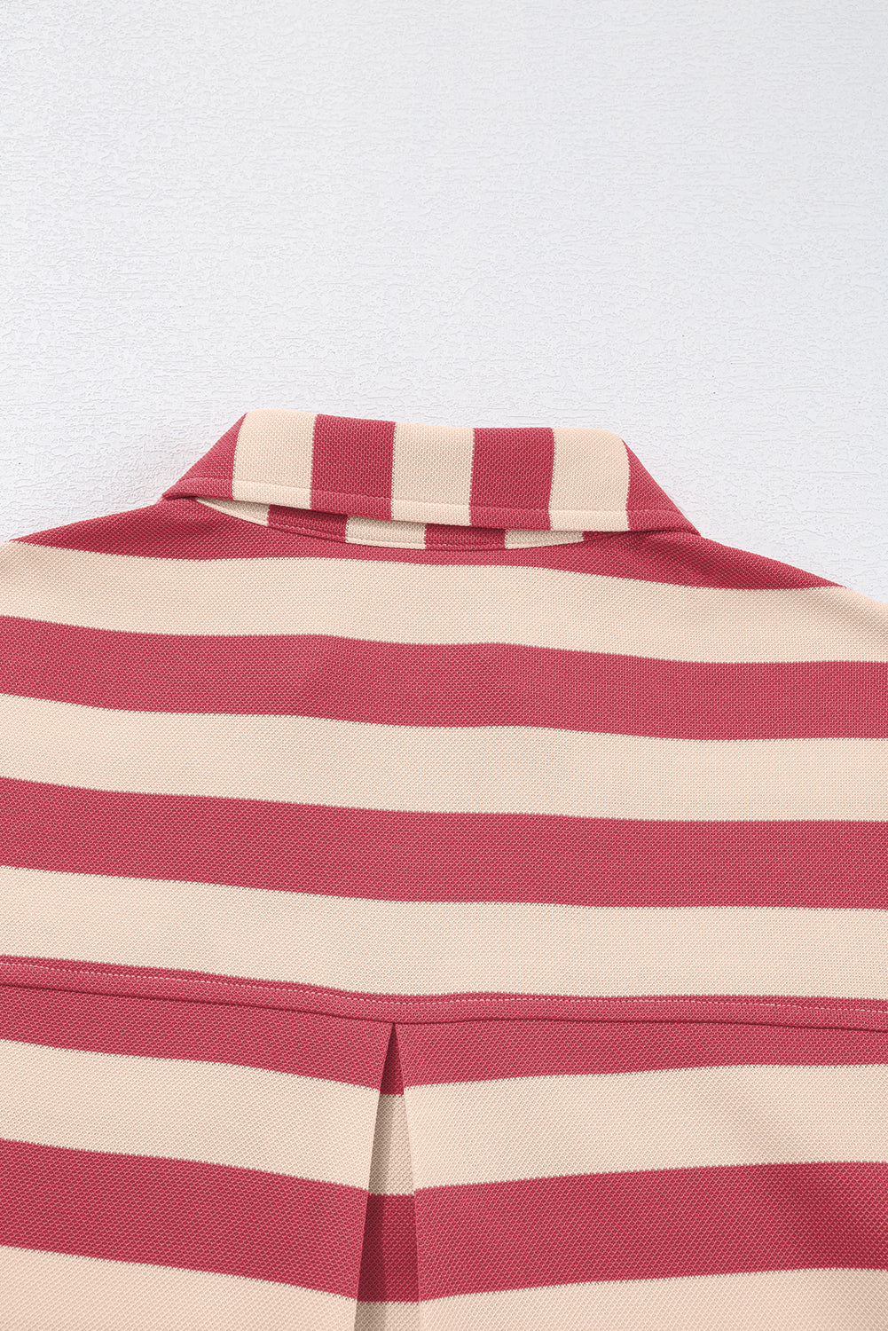 LIZAKOSHT  -  Contrast Striped Johnny Collar Long Sleeve Mini Dress