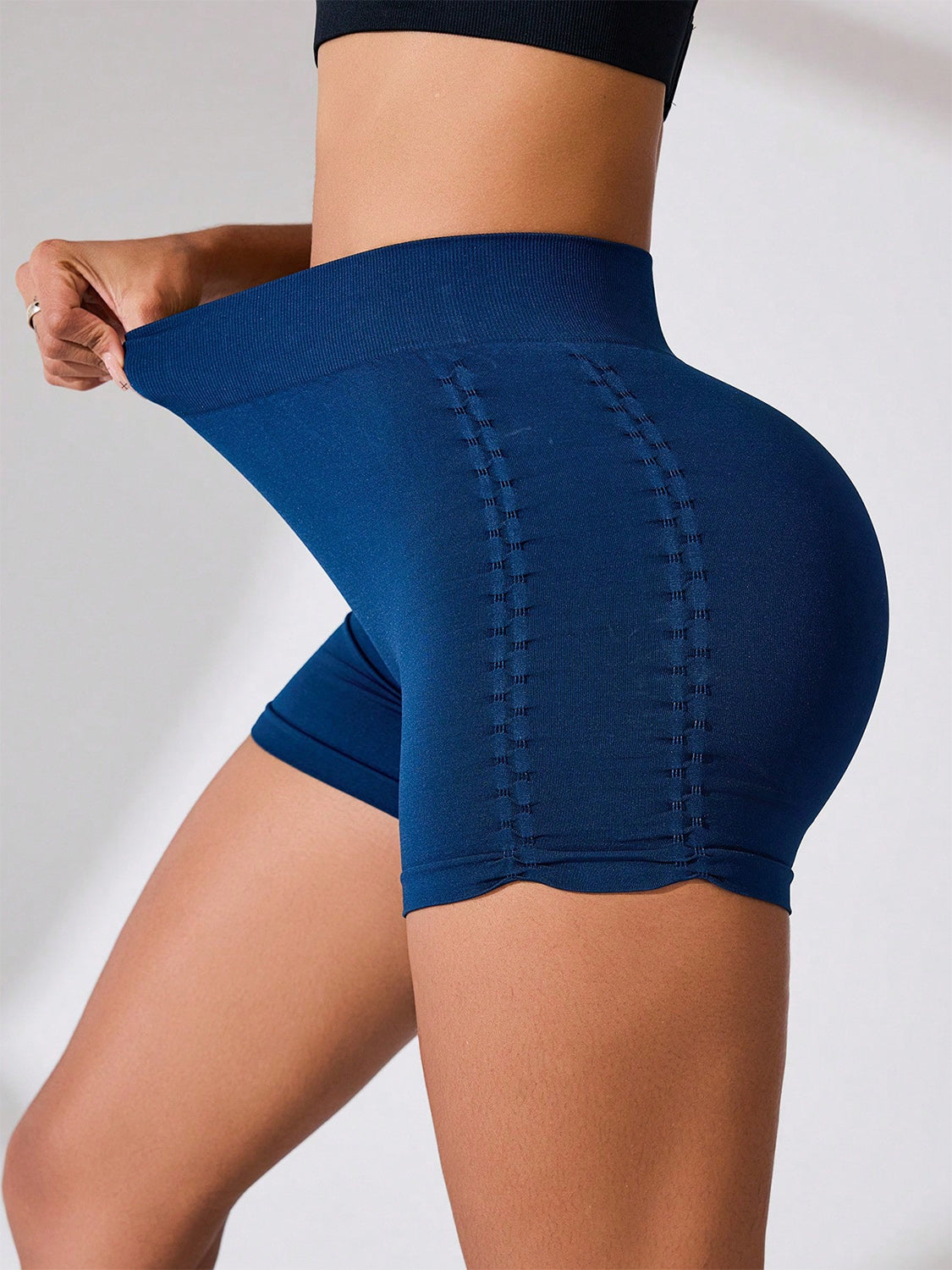 LIZAKOSHT  -  Side Ruched High Rise Active Shorts