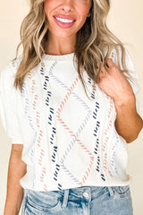 LIZAKOSHT  -  Cable Knit Round Neck Half Sleeve Sweater