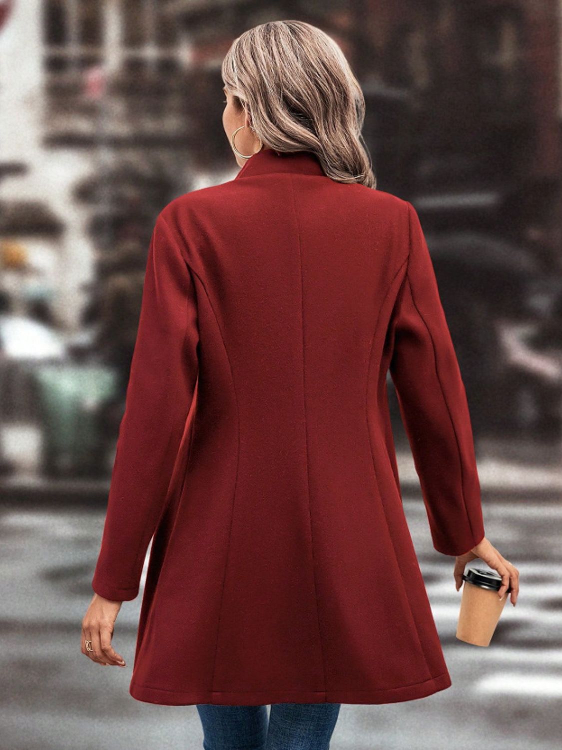 LIZAKOSHT  -  Collared Neck Button Up Long Sleeve Coat