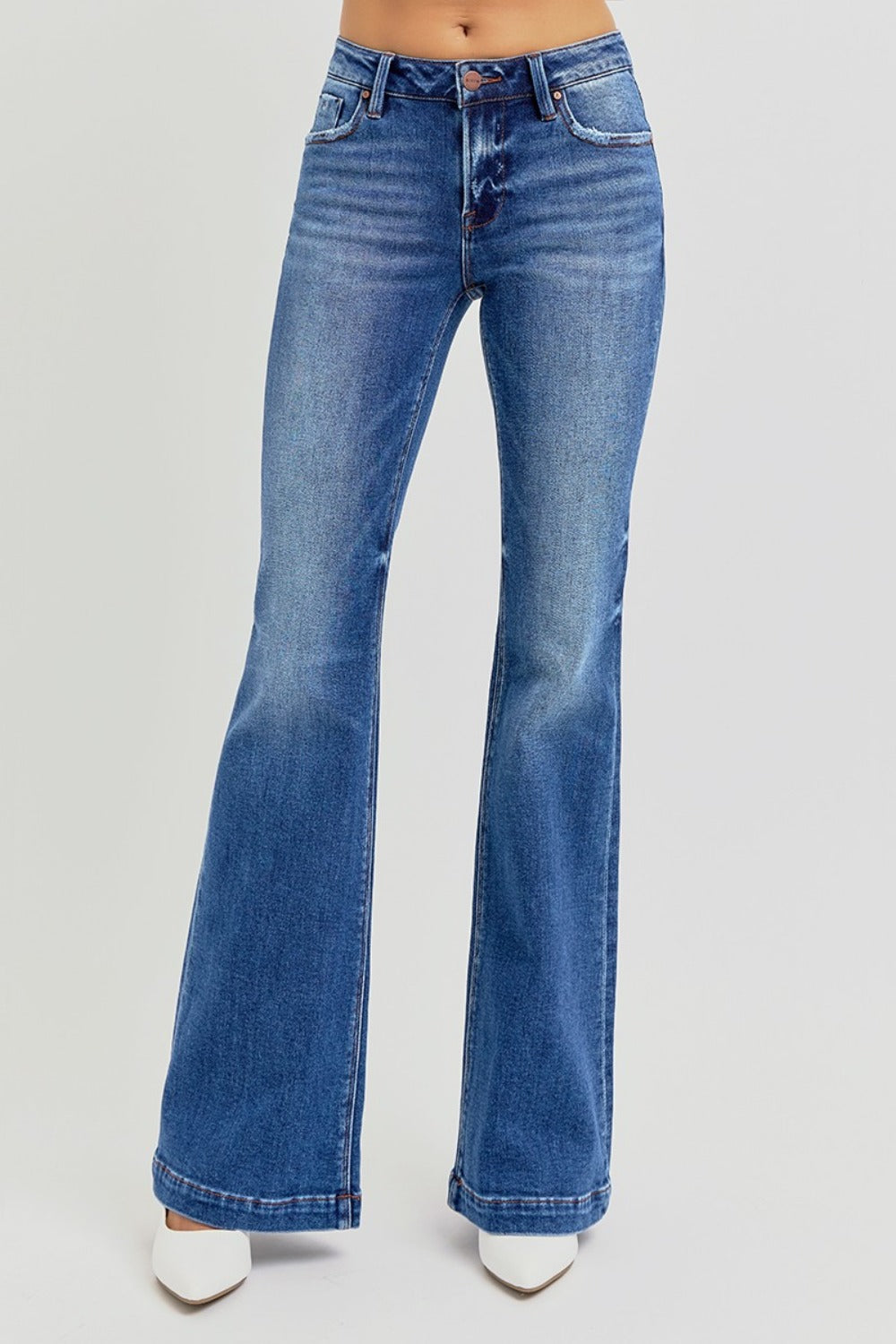 LIZAKOSHT  -  Full Size Low Rise Flare Jeans with Pockets