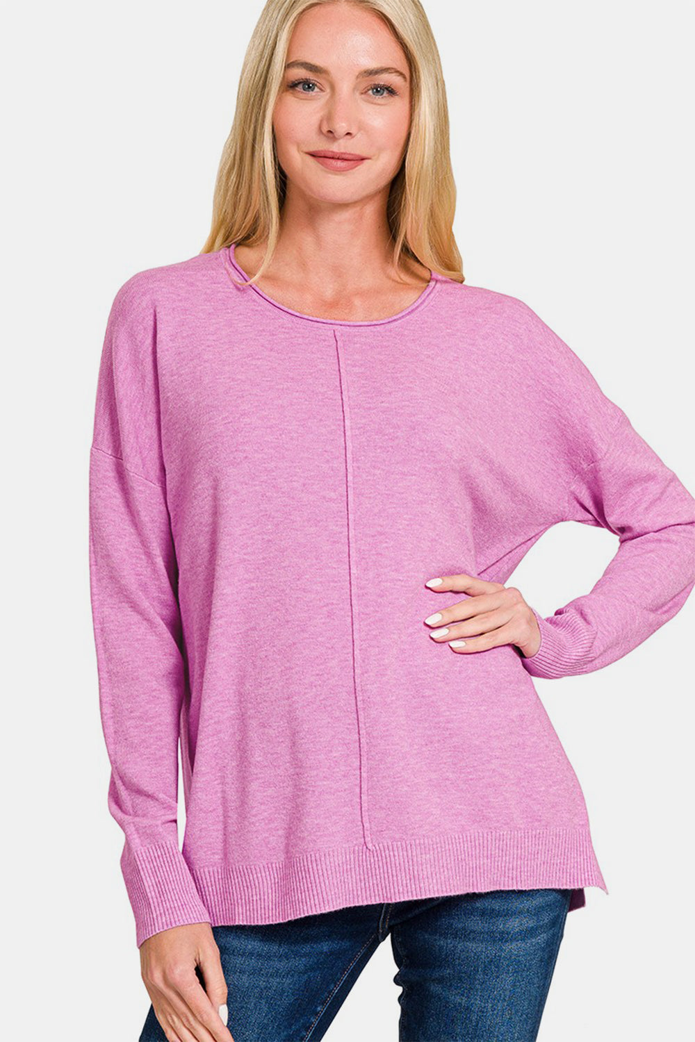 LIZAKOSHT  -  Front Seam Round Neck Sweater