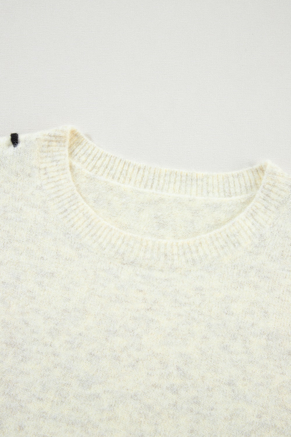 LIZAKOSHT  -  Contrast Stitch Detail Ribbed Trim Sweater