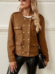 LIZAKOSHT  -  Snap Down Round Neck Jacket