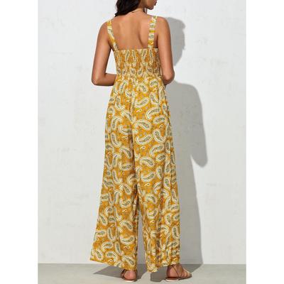 LIZAKOSHT  -  Dokotoo Women's Casual Loose Overalls Jumpsuits One Piece Sleeveless Printed Wide Leg Long Pant Rompers With Pockets