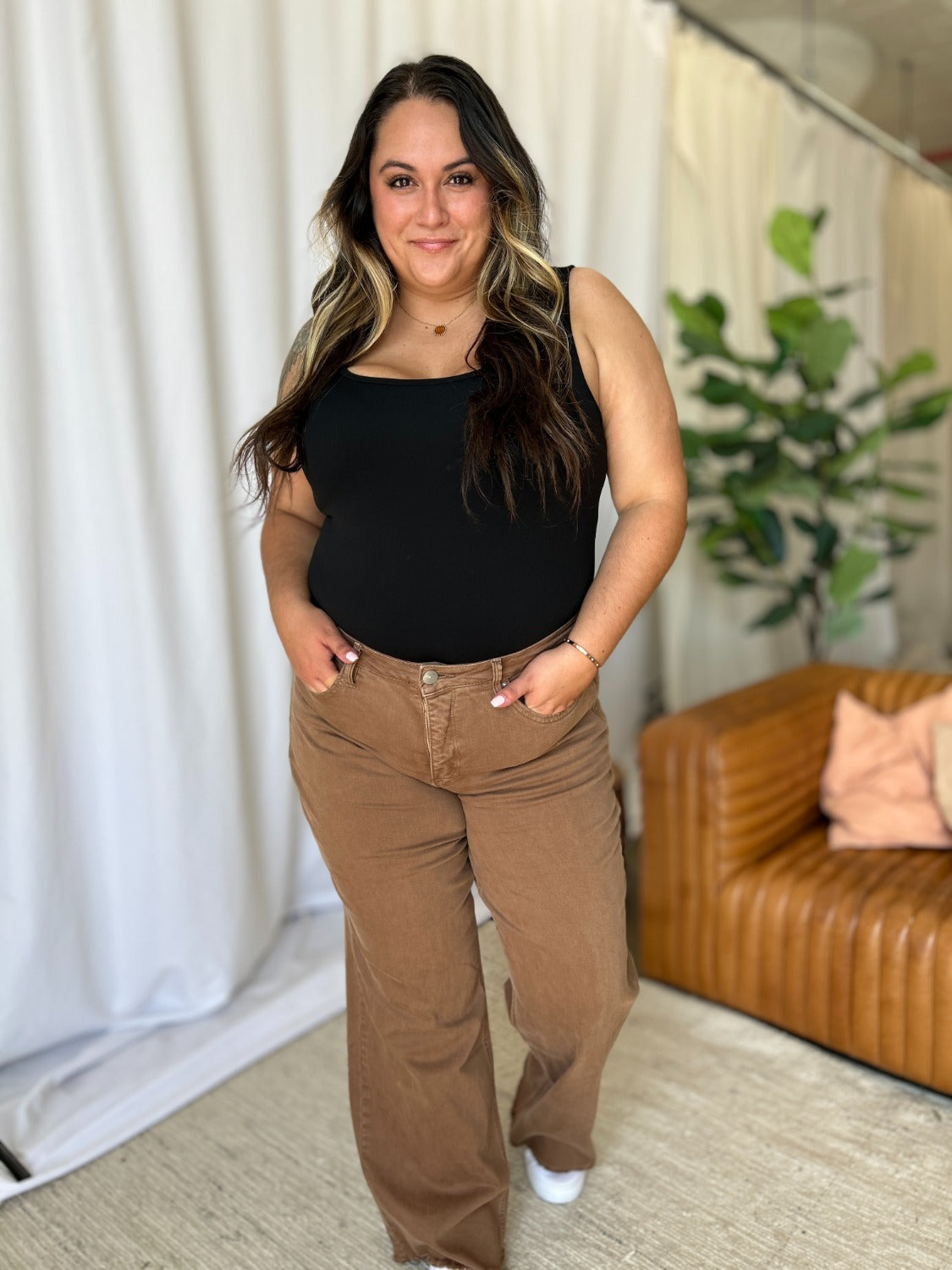 LIZAKOSHT  -  RFM Full Size High Rise Garment Dye Wide Leg Jeans