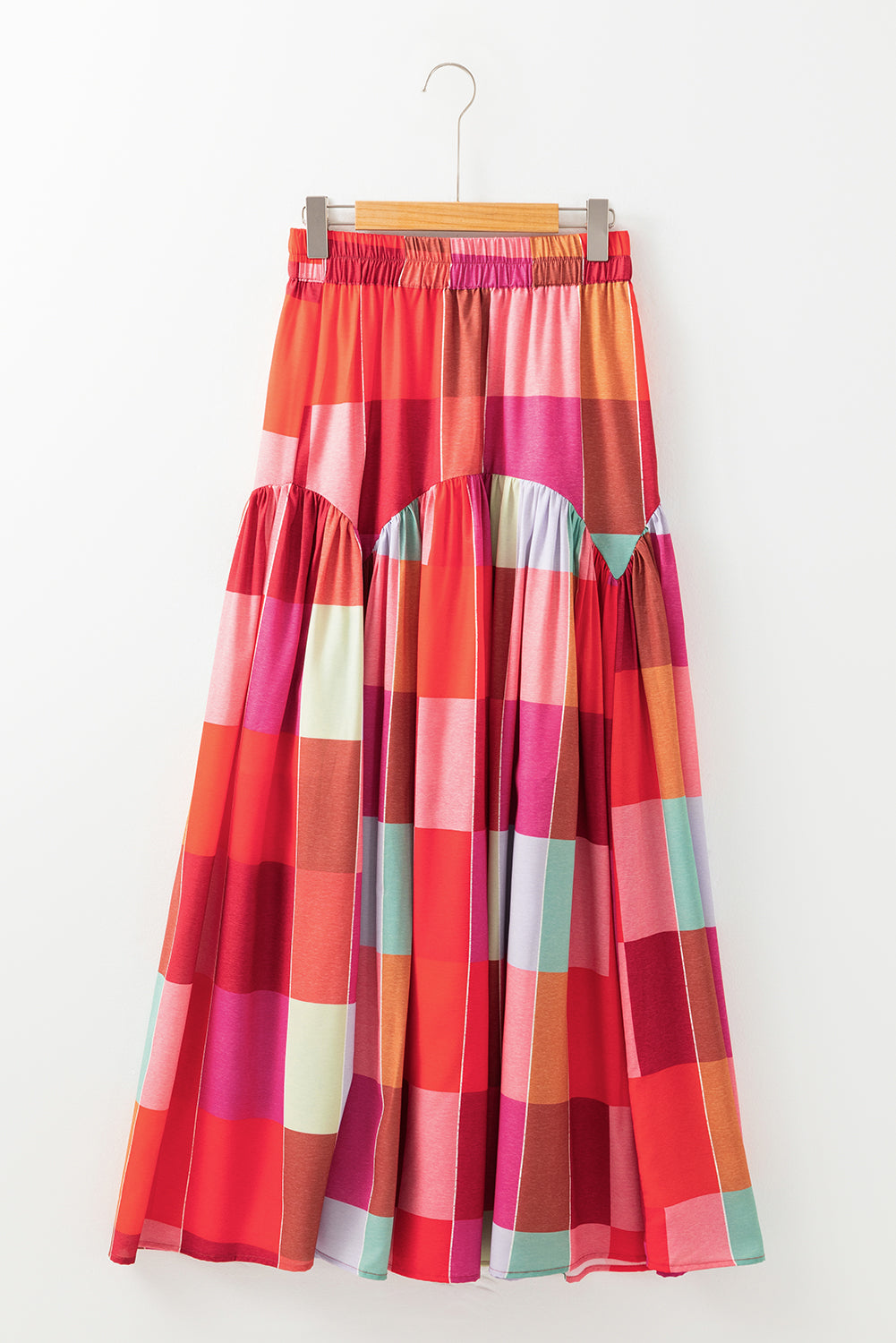 LIZAKOSHT  -  Color Block Elastic Waist Maxi Skirt