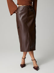 LIZAKOSHT  -  Slit Midi Skirt with Pockets