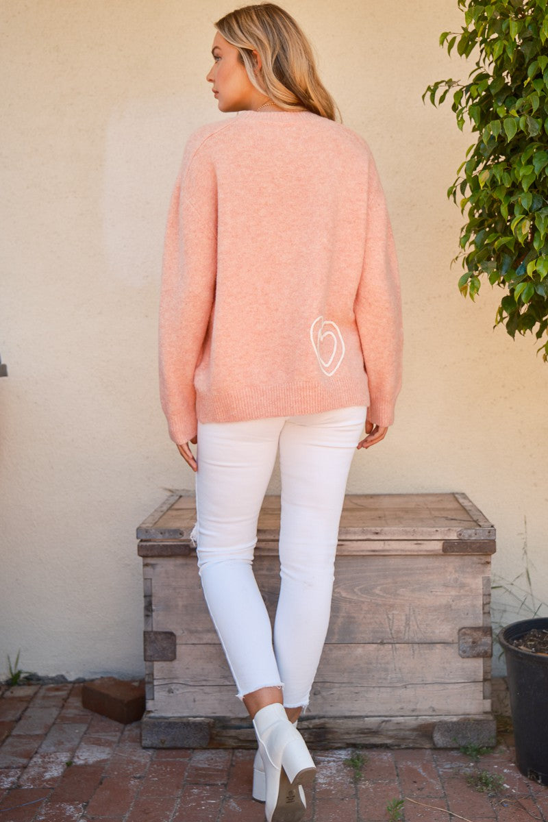 LIZAKOSHT  -  And The Why WIFEY & Heart Round Neck Sweater