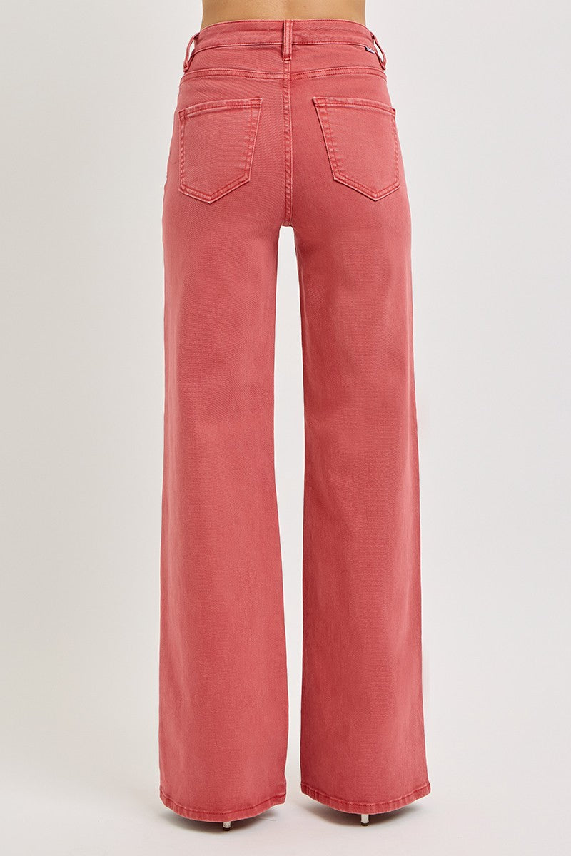 LIZAKOSHT  -  Full Size High Rise Tummy Control Wide Leg Jeans