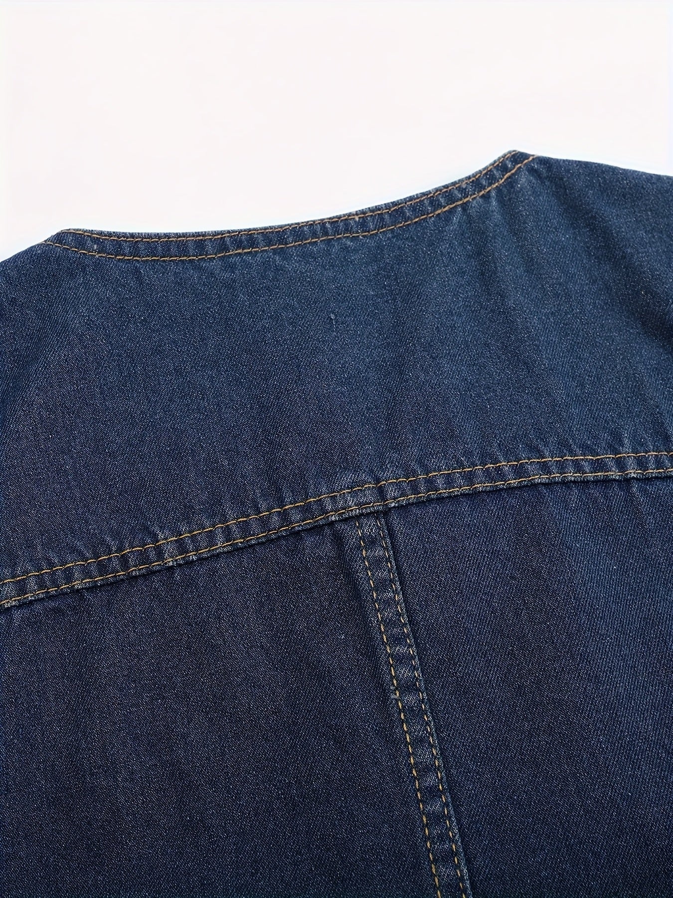 LIZAKOSHT  -  Women's Dark Denim Sleeveless Vest - Casual Spring/Summer Outerwear, Washed Jean Jacket with Adjustable Tie-Front, Functional Pockets, Outdoor Attire | Adjustable Front Tie | Woven Denim Texture