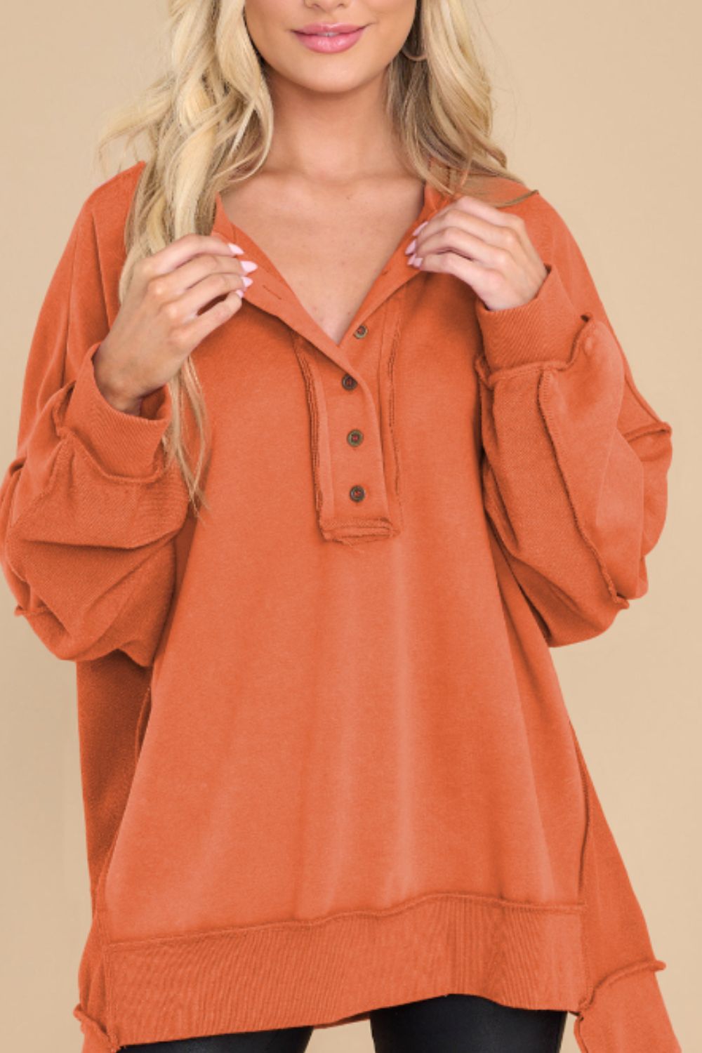LIZAKOSHT  -  Exposed Seam Long Sleeve Sweatshirt