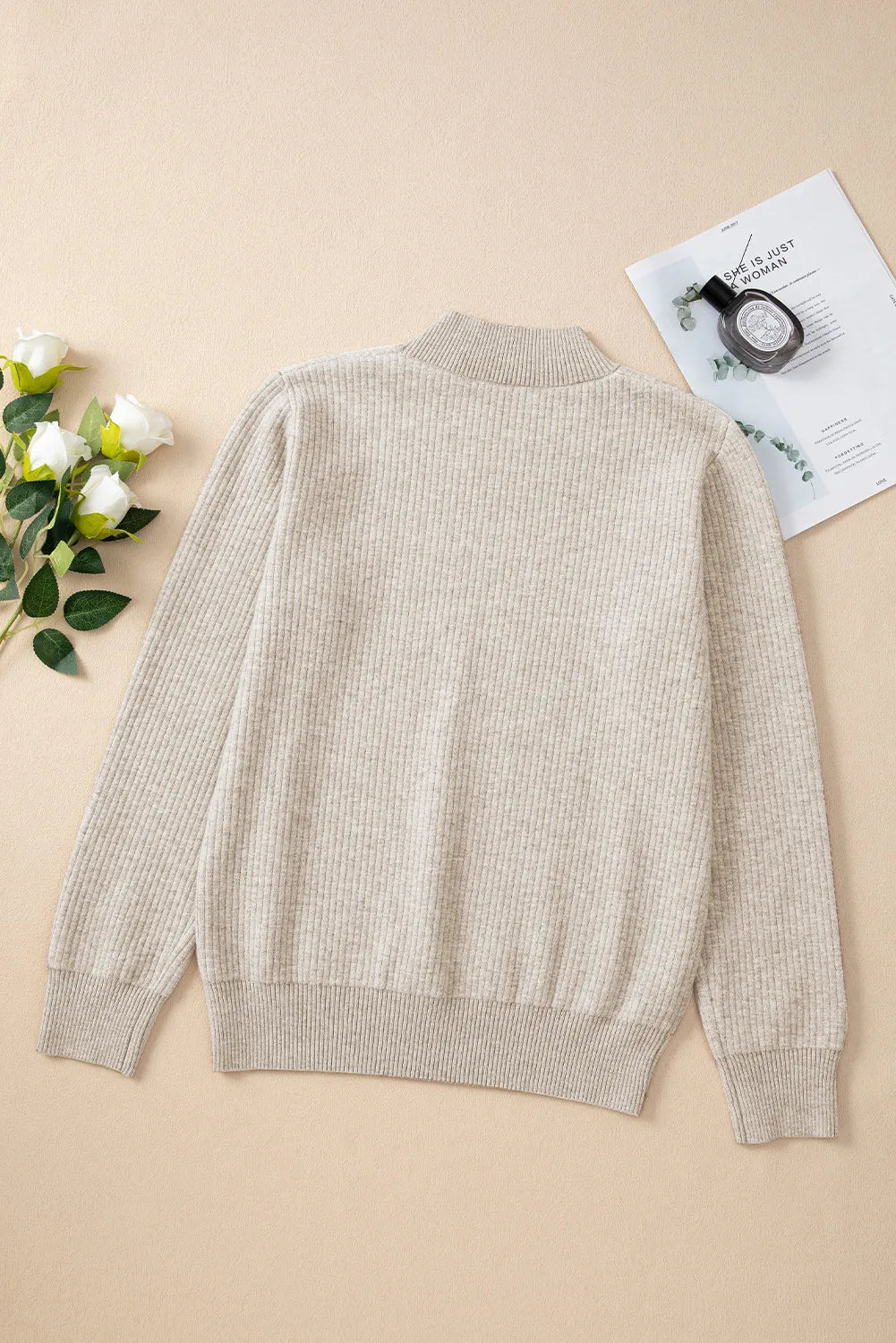 LIZAKOSHT  -  Mock Neck Long Sleeve Sweater