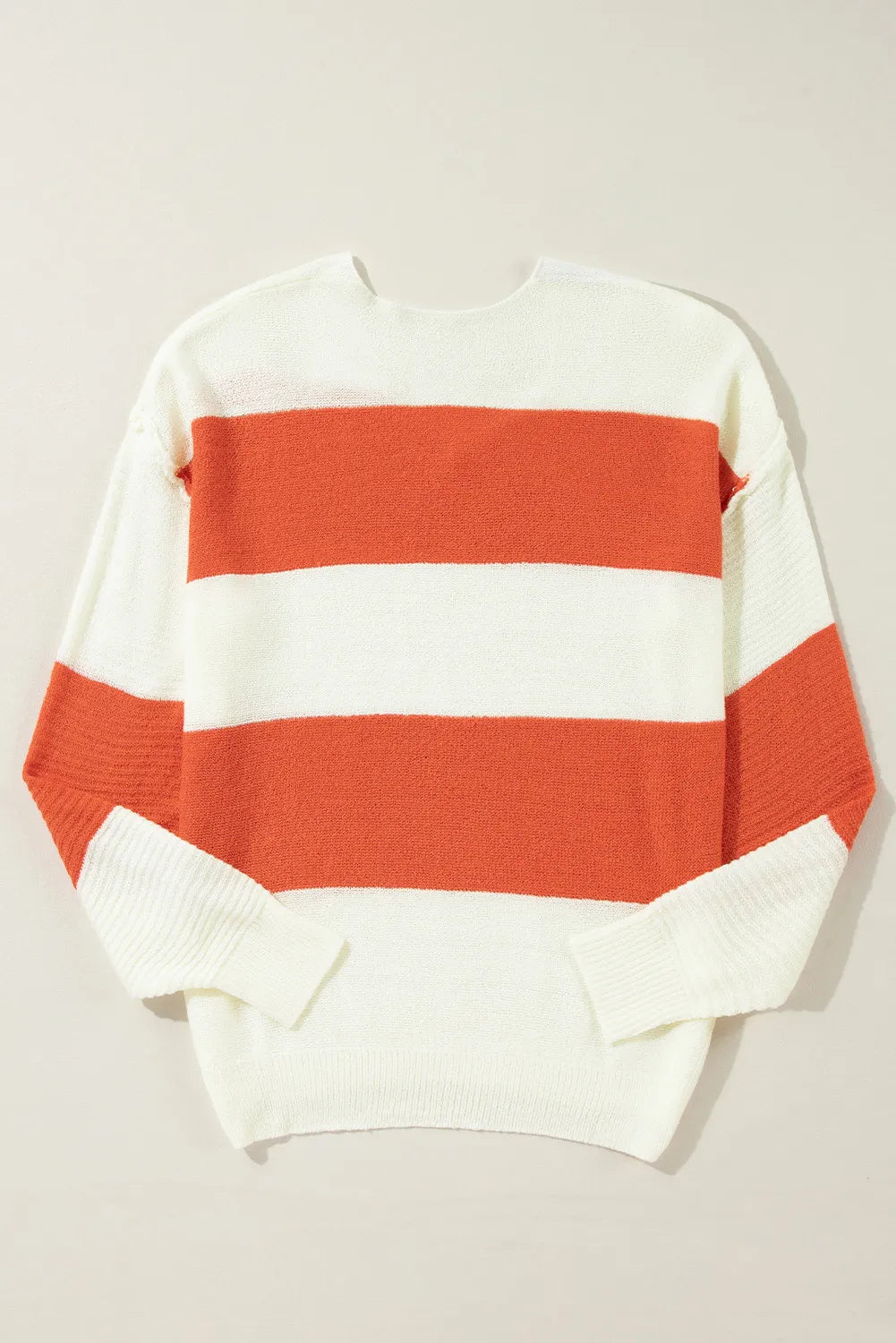 LIZAKOSHT  -  Color Block Dropped Shoulder V-Neck Sweater