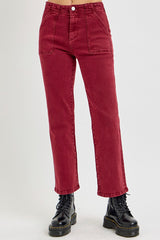 LIZAKOSHT  -  Full Size High Rise Straight Jeans with Patch Pockets