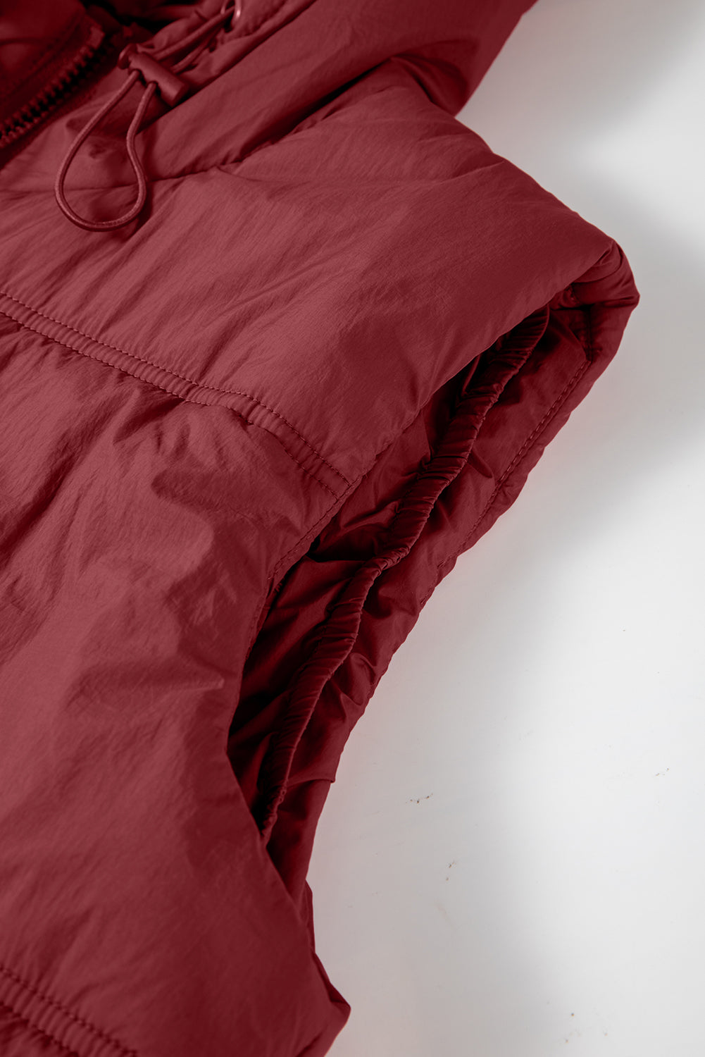 LIZAKOSHT  -  Drawstring Zip Up Hooded Vest Coat