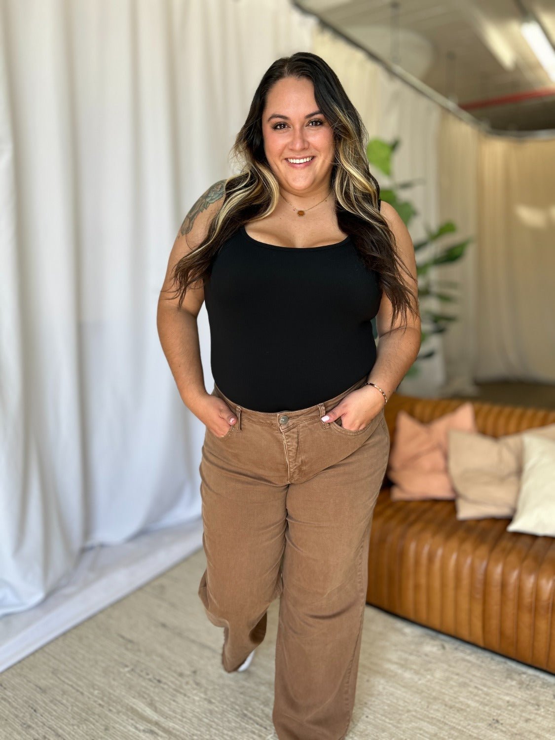 LIZAKOSHT  -  RFM Full Size High Rise Garment Dye Wide Leg Jeans