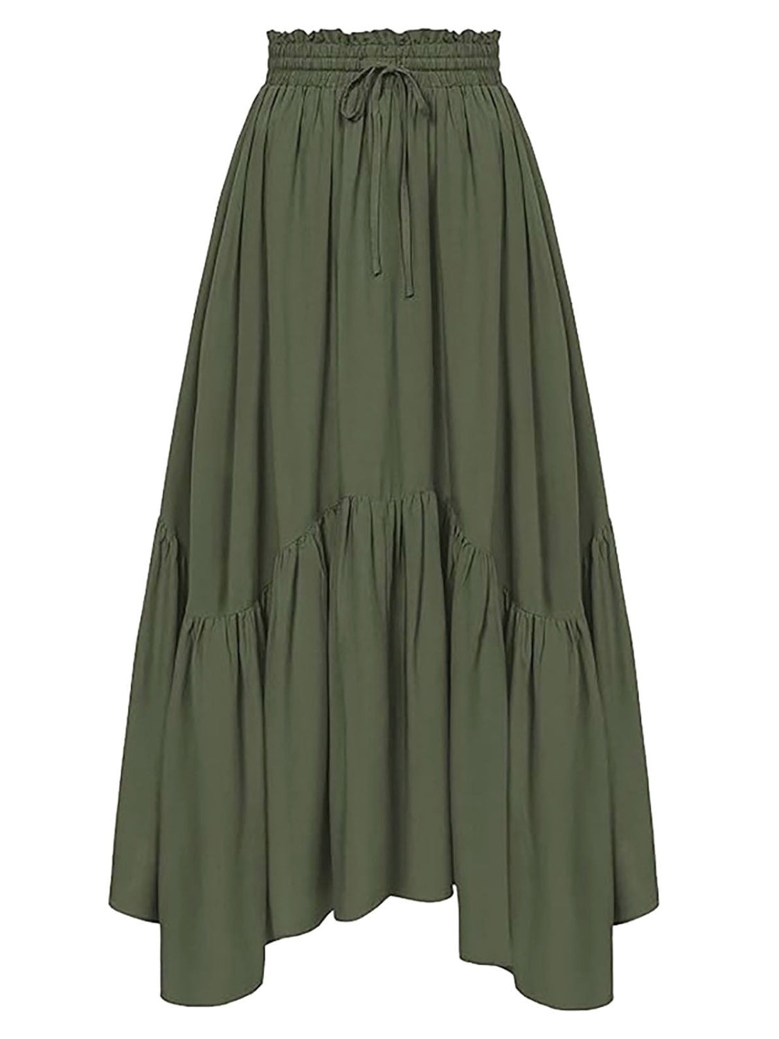 LIZAKOSHT  -  Smocked Waist Band Ruched Layered Skirt