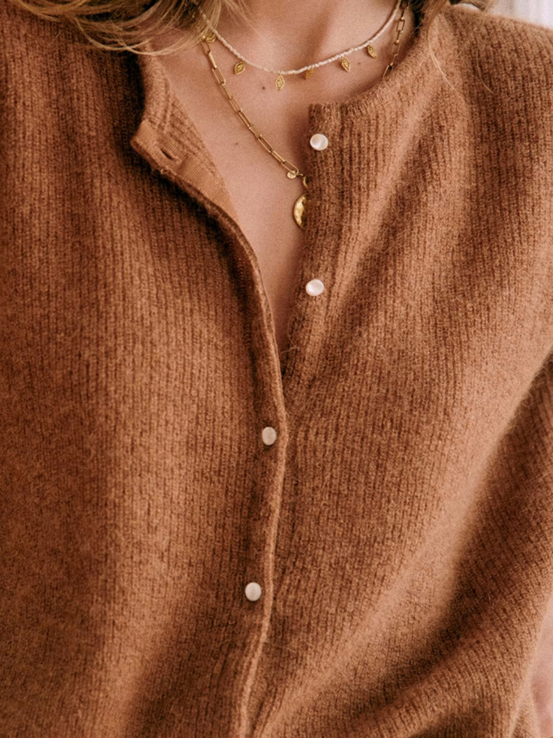 LIZAKOSHT  -  Button Down Long Sleeve Sweater