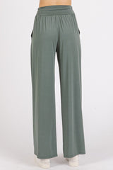 LIZAKOSHT  -  Mittoshop Stretch Banded Waist Wide Leg Pants with Pockets