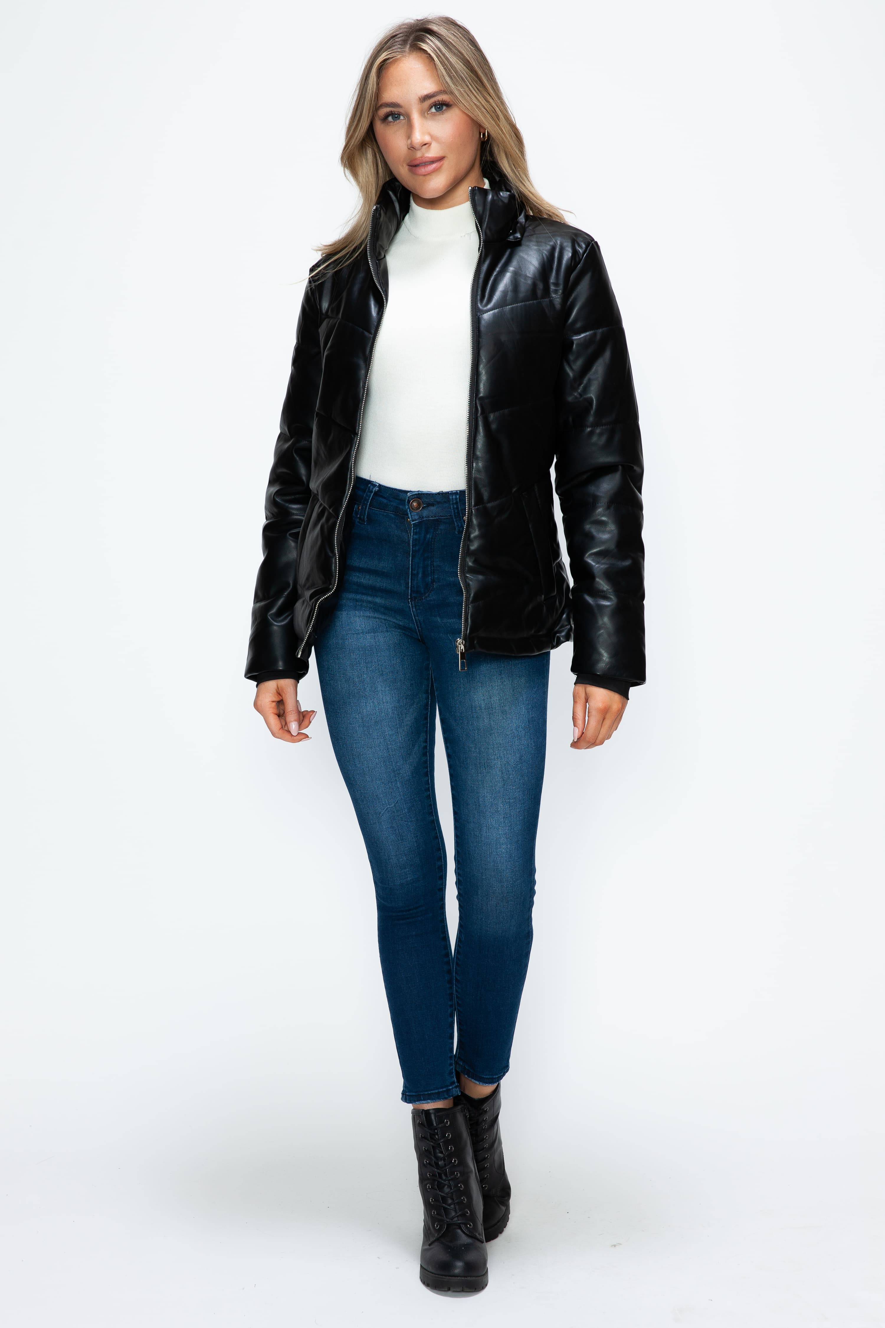 LIZAKOSHT  -  How Dare U Pocketed Zip Up Puffer Jacket with Removable Hood