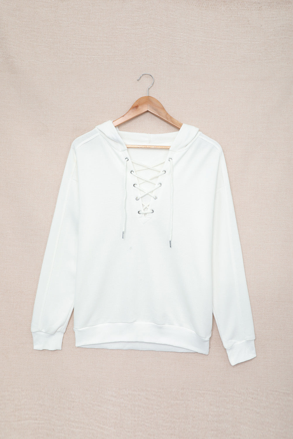 LIZAKOSHT  -  Lace Up Long Sleeve Hoodie