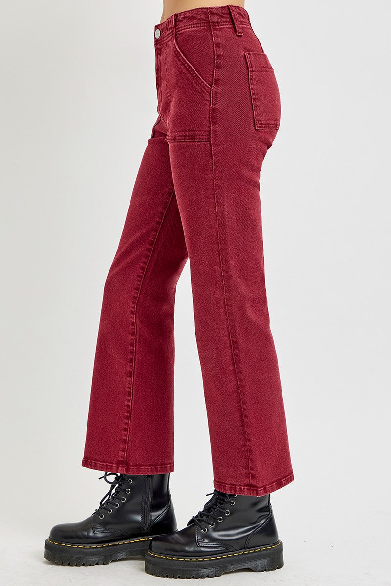 LIZAKOSHT  -  Full Size High Rise Straight Jeans with Patch Pockets