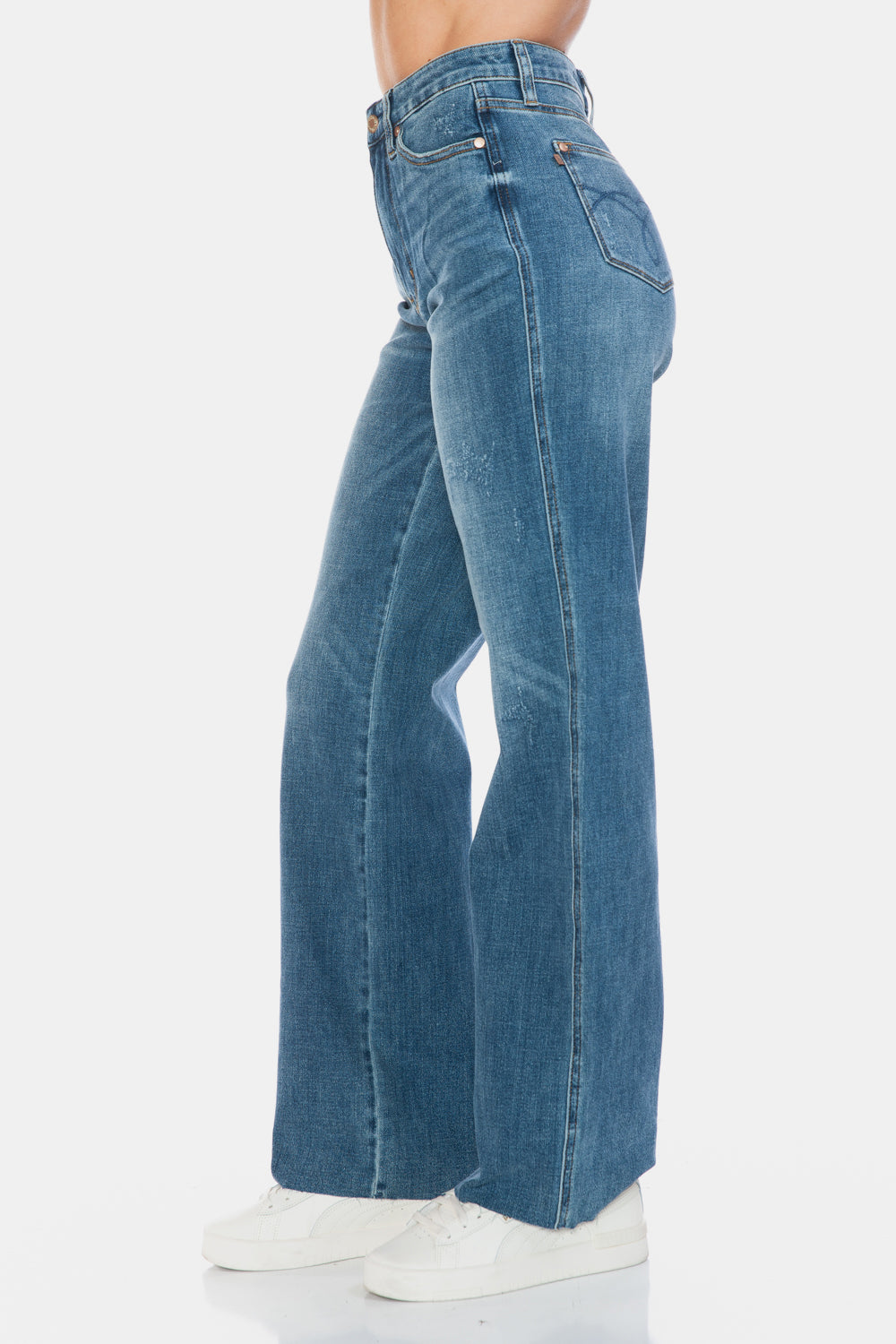 LIZAKOSHT  -  Judy Blue Full Size Tummy Control Cut Raw Hem Straight Jeans