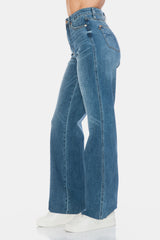 LIZAKOSHT  -  Judy Blue Full Size Tummy Control Cut Raw Hem Straight Jeans
