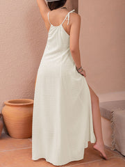 LIZAKOSHT  -  Swiss Dot Cutout Sleeveless Maxi Dress