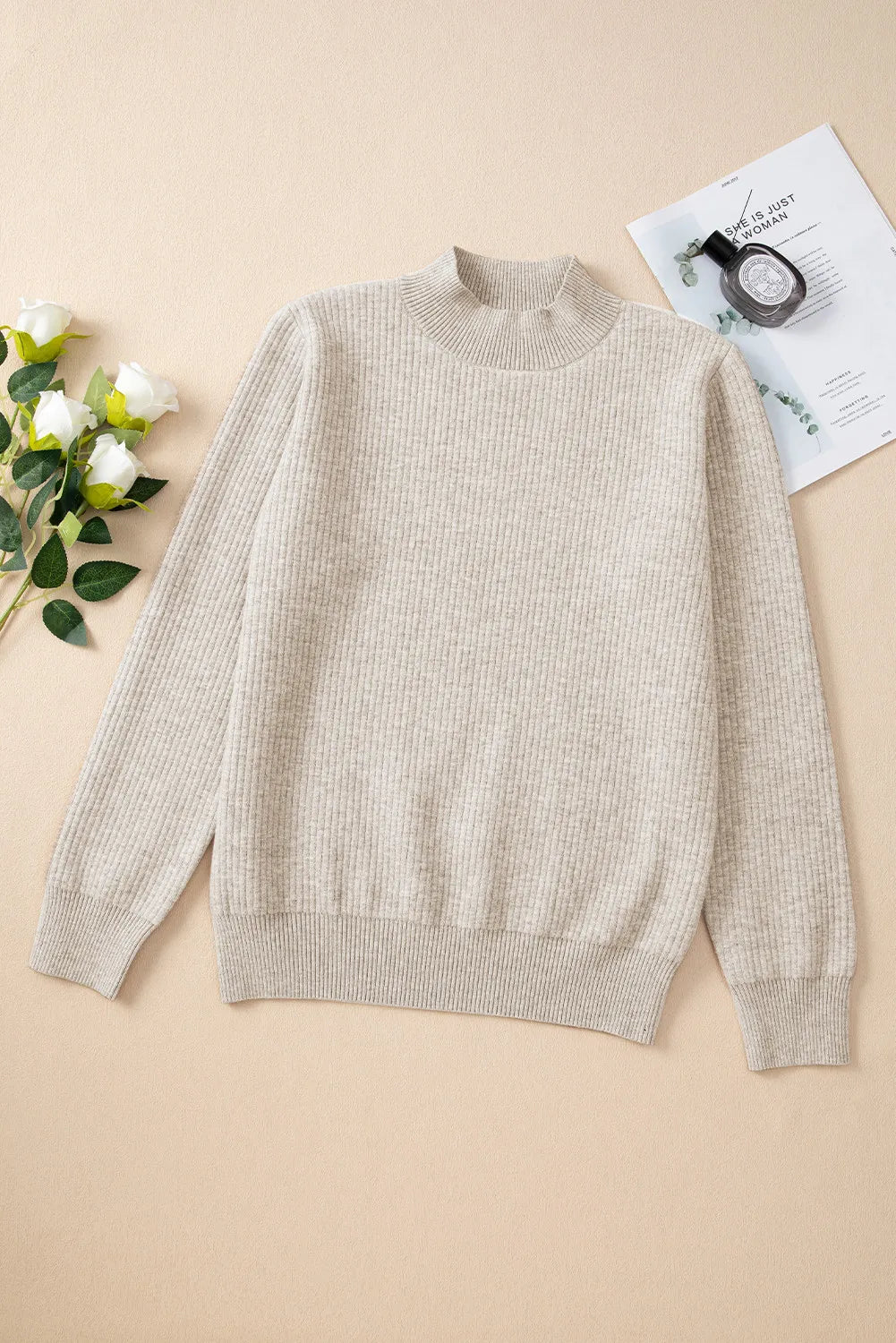 LIZAKOSHT  -  Mock Neck Long Sleeve Sweater