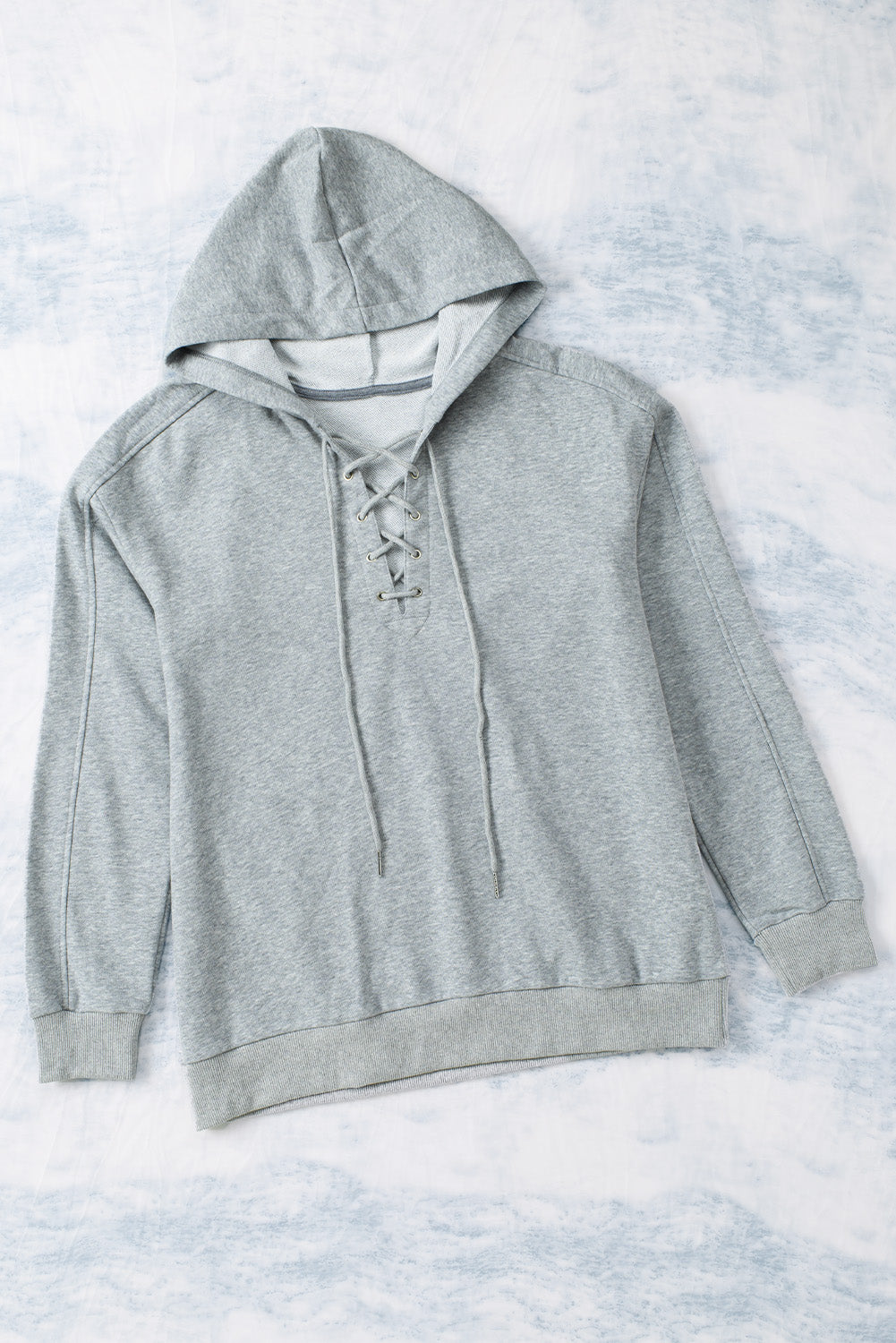LIZAKOSHT  -  Lace Up Long Sleeve Hoodie