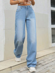 LIZAKOSHT  -  Mid Rise Wide Leg Jeans