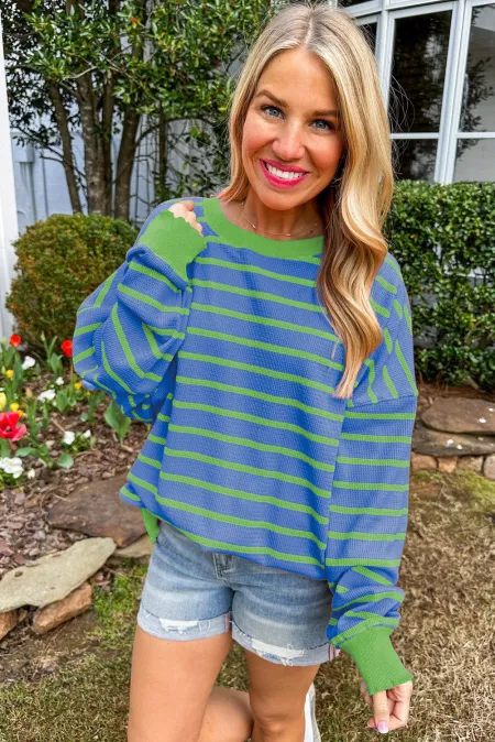 LIZAKOSHT  -  Striped Round Neck Long Sleeve Sweater
